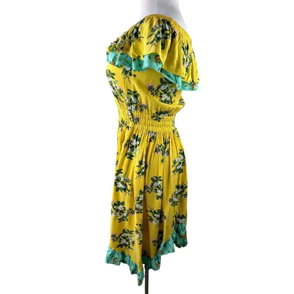 Matilda Jane Hooked On A Feeling Dress Yellow Ruffle Smocked Women's Size Small - Picture 7 of 14